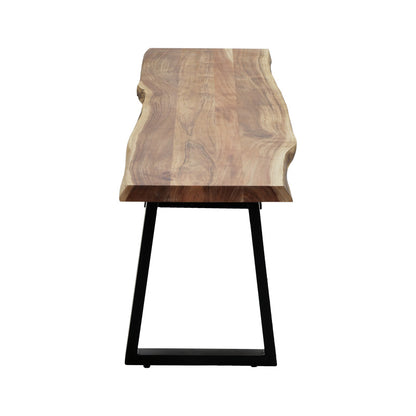 Miles Slim bench solid acacia wood in natural shade with black metal legs 160x40x45cm