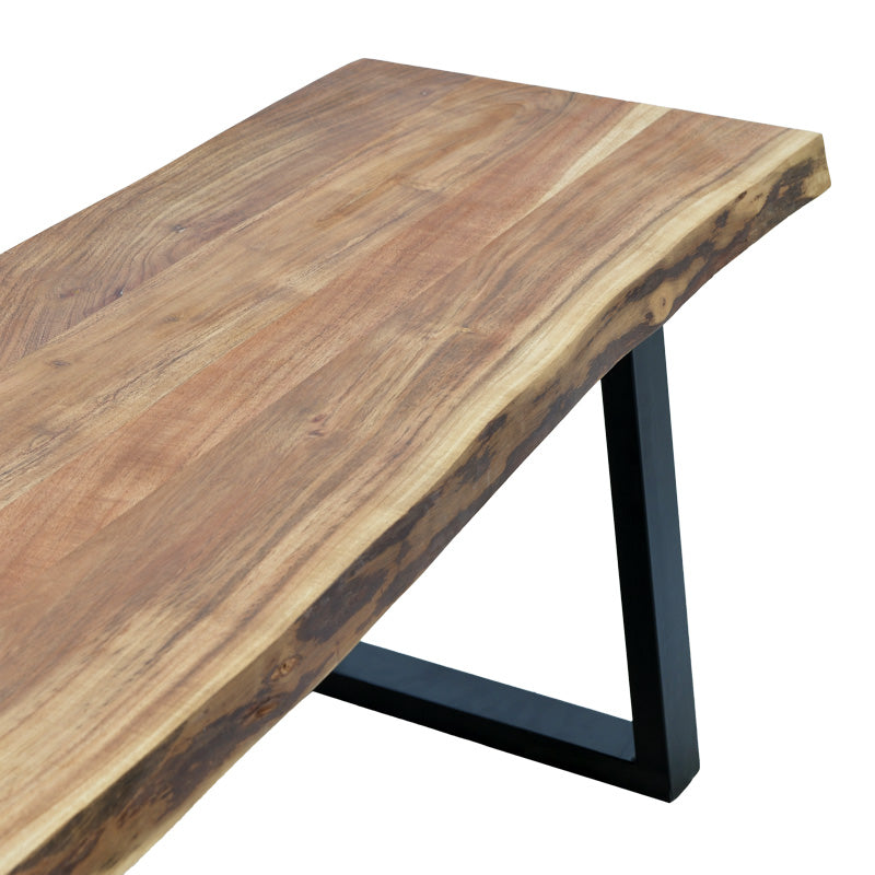 Miles Slim bench solid acacia wood in natural shade with black metal legs 160x40x45cm