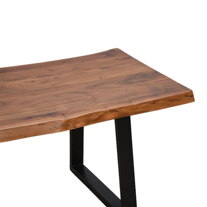 Miles coffee table solid acacia wood thickness 3.7-4cm in walnut color with black metal legs 115x60x45cm