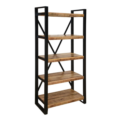 Miles bookcase mango wood in natural-black color 80x40x180cm