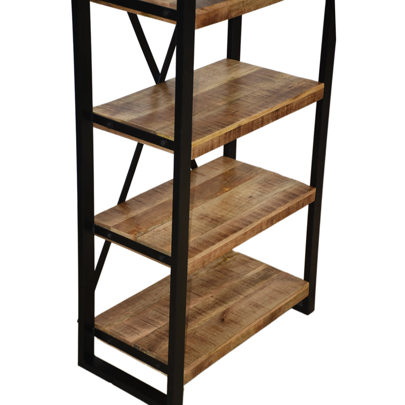 Miles bookcase mango wood in natural-black color 80x40x180cm