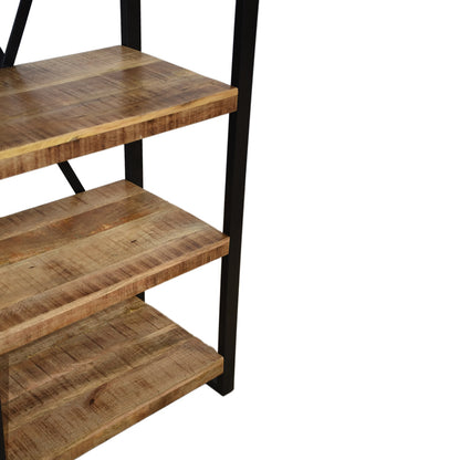 Miles bookcase mango wood in natural-black color 80x40x180cm