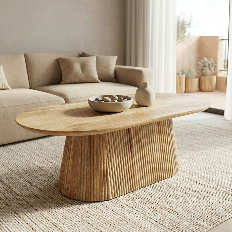 Aithra coffee table, solid mango wood in natural shade, 120x60x42cm