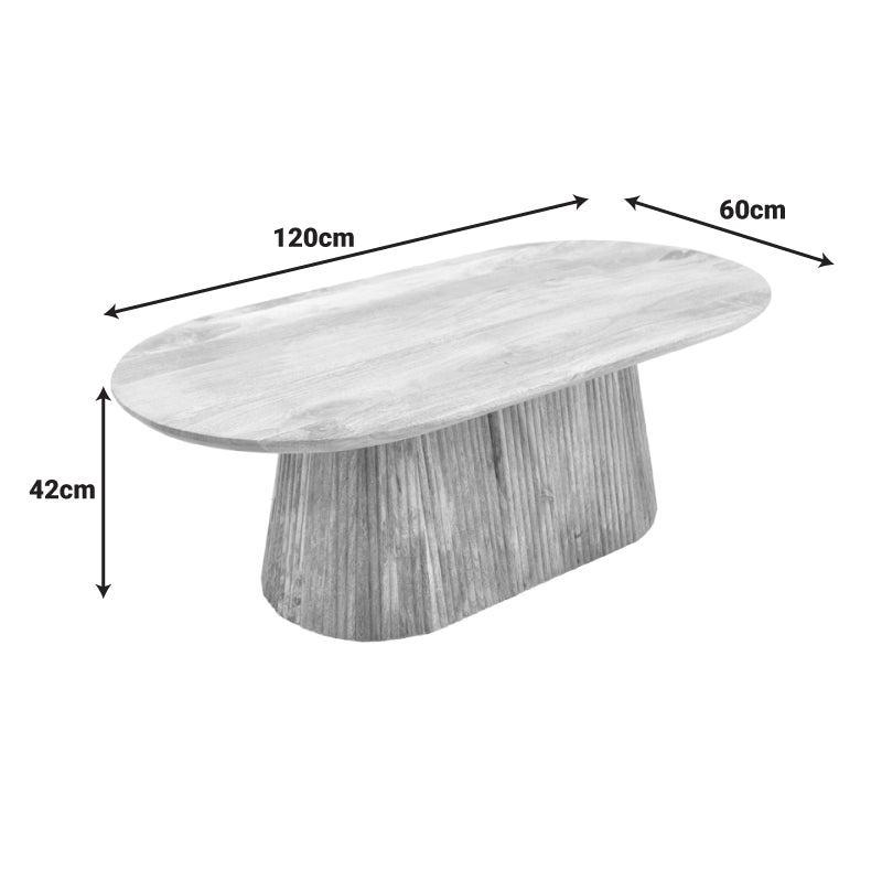 Aithra coffee table, solid mango wood walnut 120x60x42cm