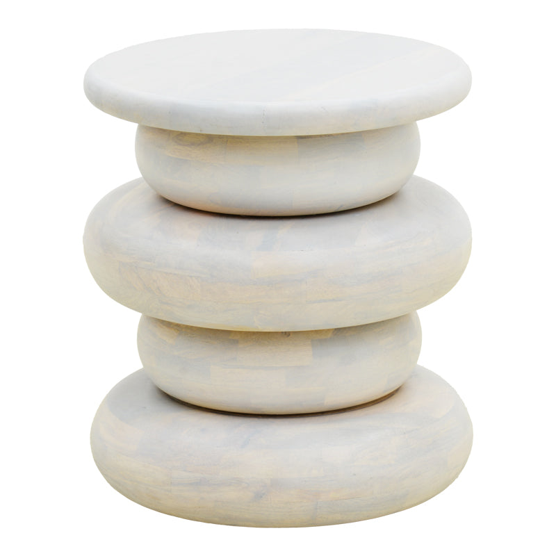Side table Circena solid mango wood white D40x45cm