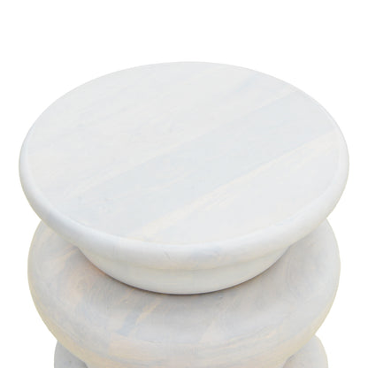 Side table Circena solid mango wood white D40x45cm