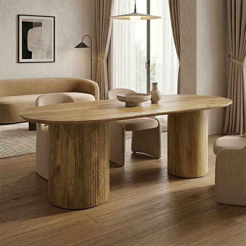 Dining table Flute solid mango wood in natural color 200x90x76cm