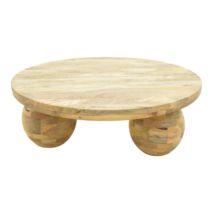 Coffee table Fedena solid mango wood in natural color D90x30cm