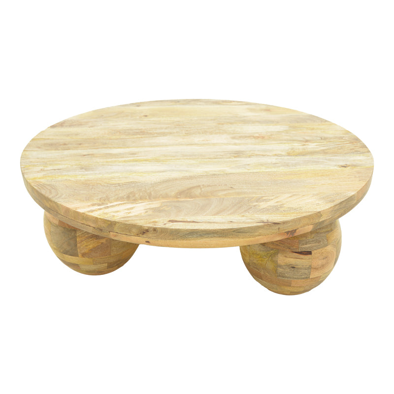 Coffee table Fedena solid mango wood in natural color D90x30cm