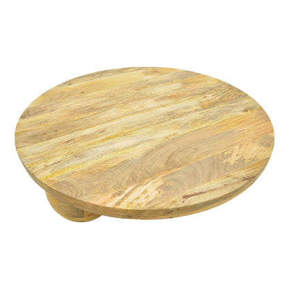 Coffee table Fedena solid mango wood in natural color D90x30cm