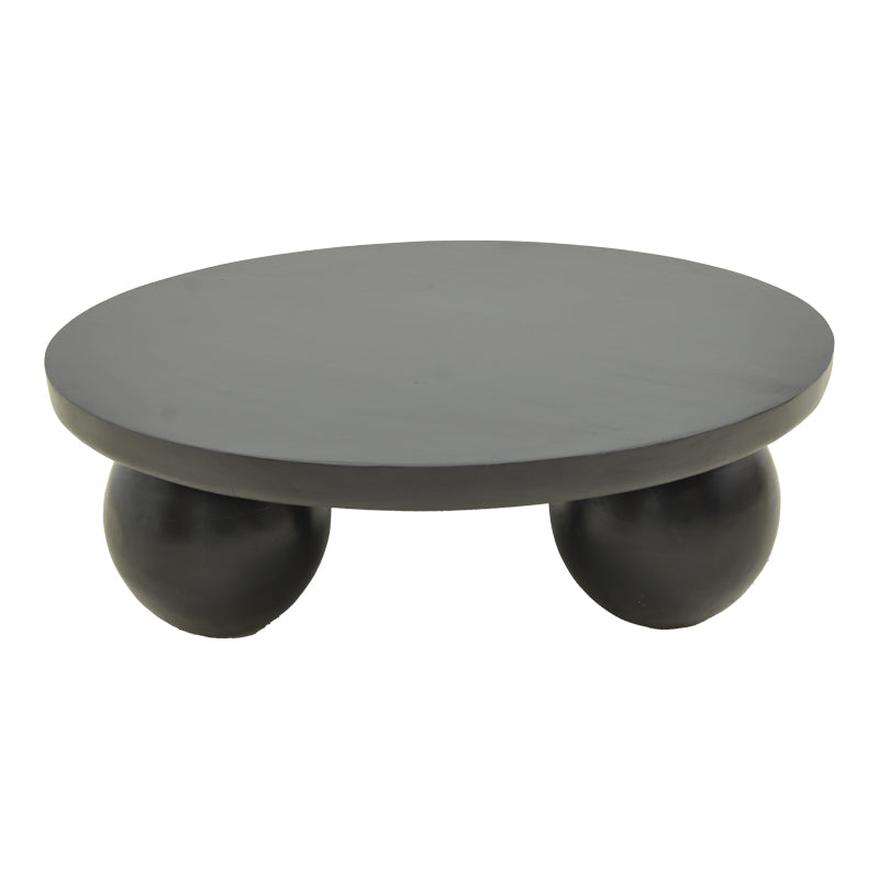 Coffee table Fedena solid mango wood black D90x30cm