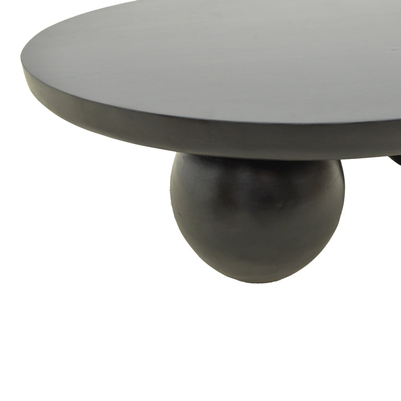 Coffee table Fedena solid mango wood black D90x30cm