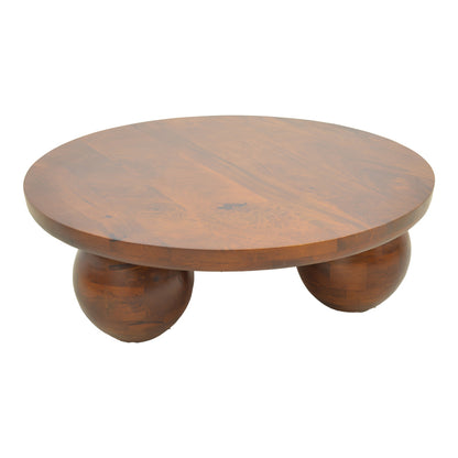 Coffee table Fedena solid mango wood walnut D90x30cm