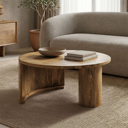Coffee table Orban solid mango wood in natural color D80x45cm