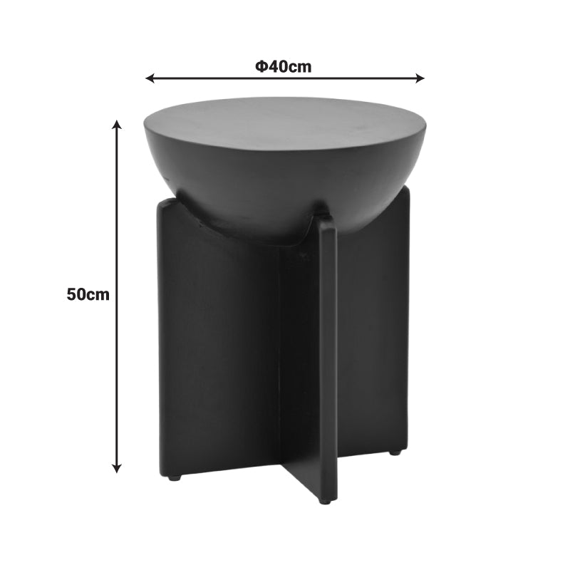 Side table Jenby solid mango wood black D40x50cm