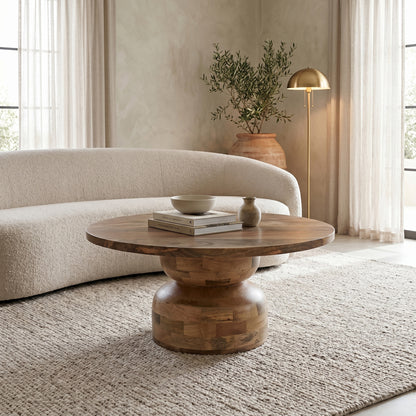 Table Zoulen natural color walnut mango wood Φ80x40cm