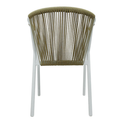 Aluminum armchair Convince pakoworld stackable with white frame-textilene-pe rattan in natural shade 56x63x82cm