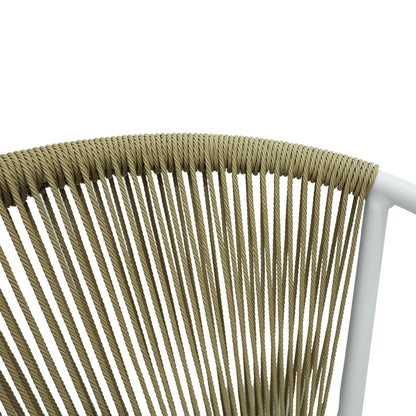Aluminum armchair Convince pakoworld stackable with white frame-textilene-pe rattan in natural shade 56x63x82cm