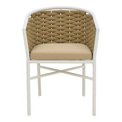 Aluminum armchair Noevo stackable with white frame-natural PE rope 57x62x76cm