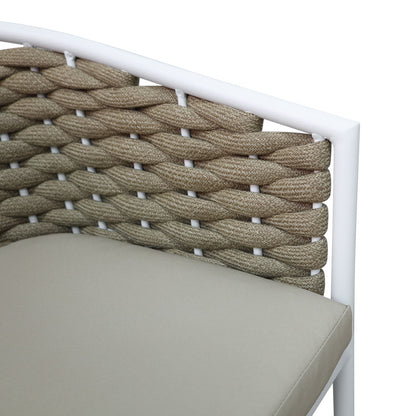 Aluminum armchair Noevo stackable with white frame-natural PE rope 57x62x76cm