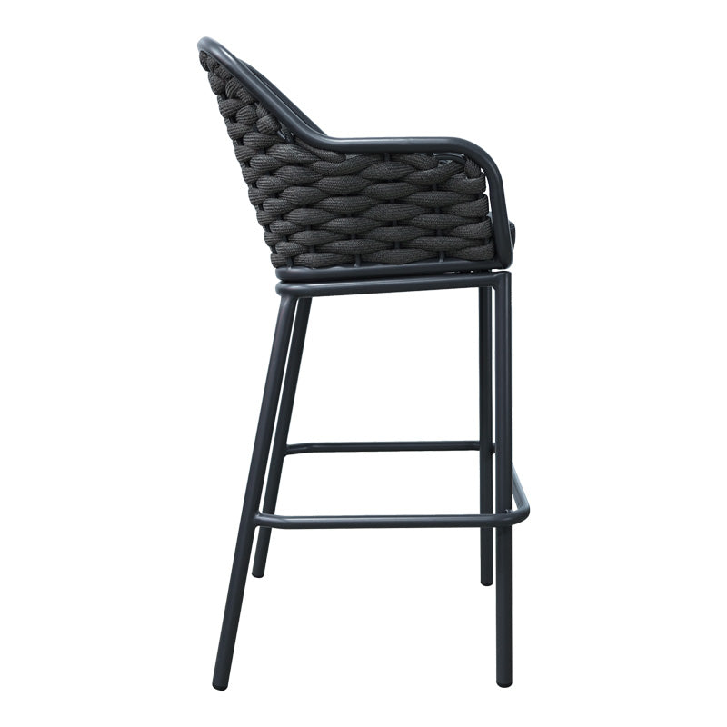 Zuki pakoworld aluminum-pp bar stool stackable with gray frame and cushion 55x54x109cm