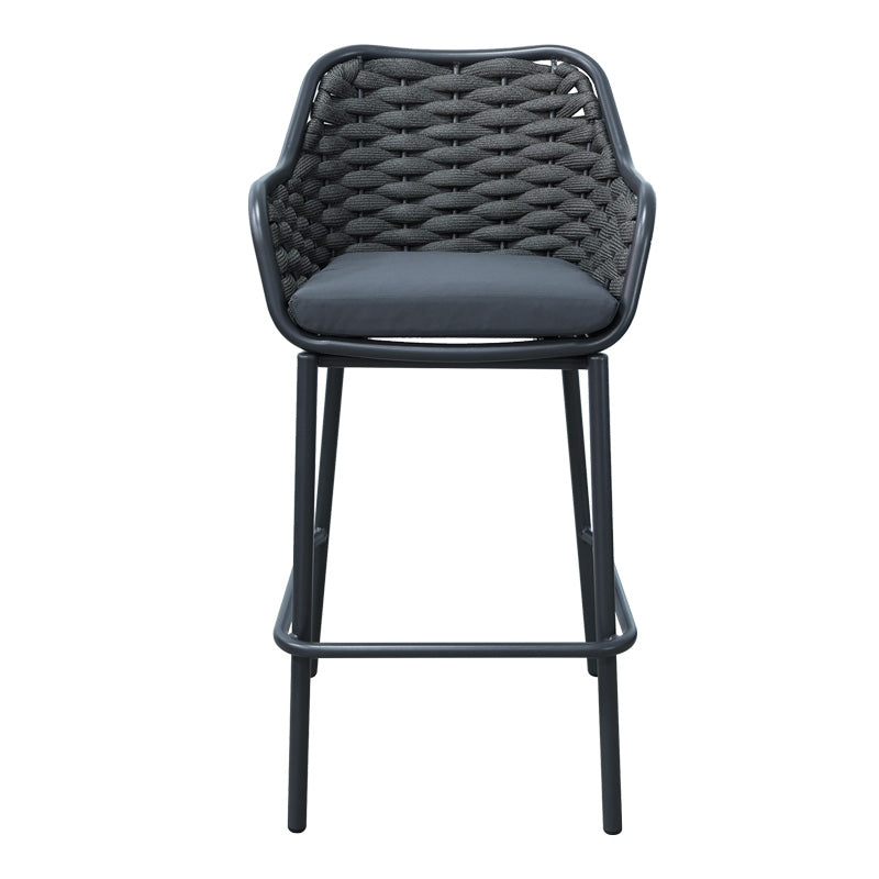 Zuki pakoworld aluminum-pp bar stool stackable with gray frame and cushion 55x54x109cm