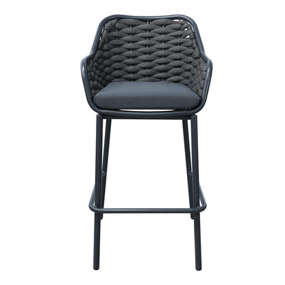 Zuki pakoworld aluminum-pp bar stool stackable with gray frame and cushion 55x54x109cm