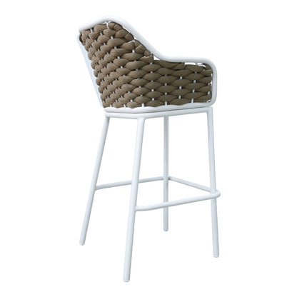 Zuki pakoworld aluminum-pp bar stool stackable with white frame and cushion 55x54x109cm