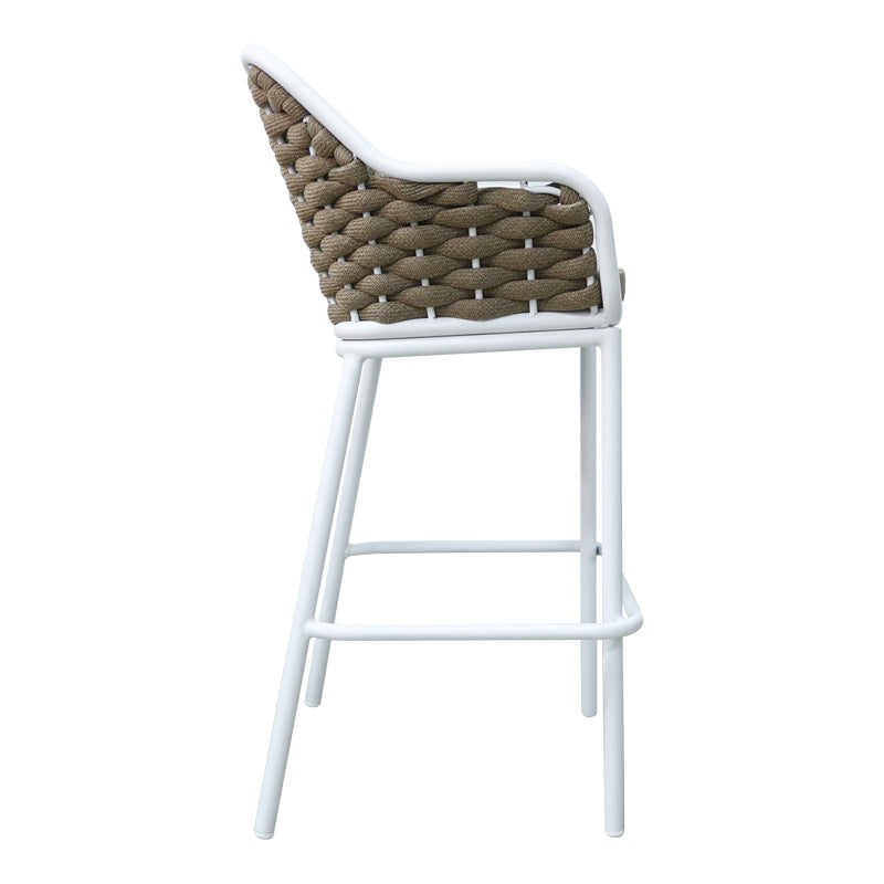 Zuki pakoworld aluminum-pp bar stool stackable with white frame and cushion 55x54x109cm