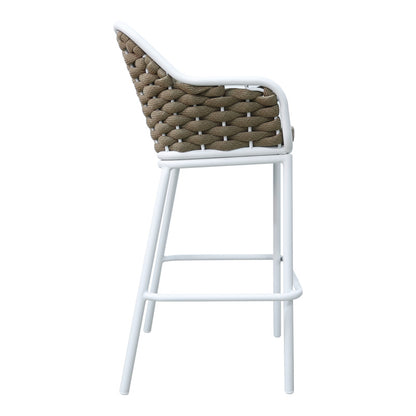 Zuki pakoworld aluminum-pp bar stool stackable with white frame and cushion 55x54x109cm