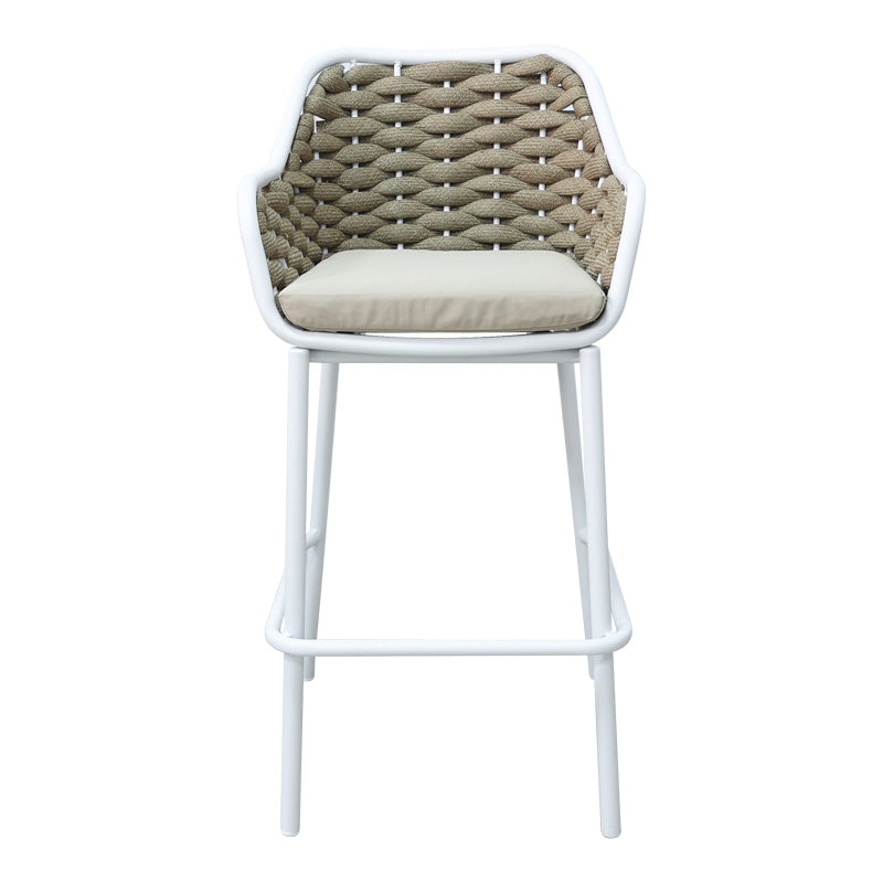 Zuki pakoworld aluminum-pp bar stool stackable with white frame and cushion 55x54x109cm