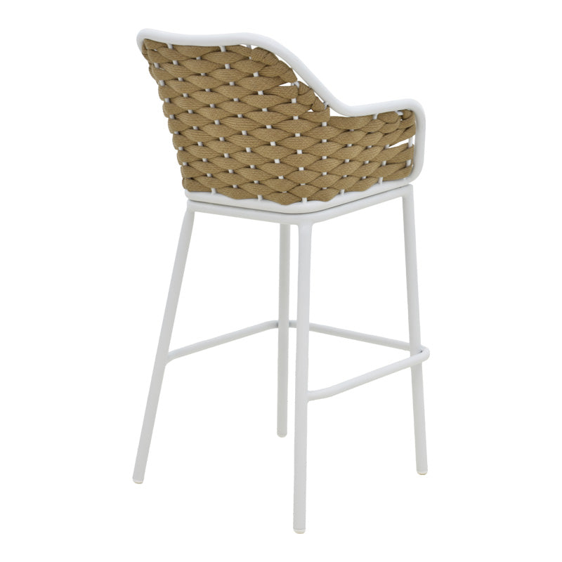 Zuki aluminum bar stool stackable with white frame and cushion 55x54x109cm