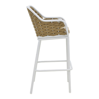 Zuki aluminum bar stool stackable with white frame and cushion 55x54x109cm
