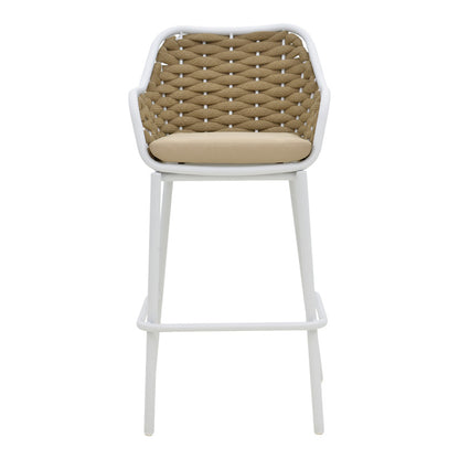 Zuki aluminum bar stool stackable with white frame and cushion 55x54x109cm