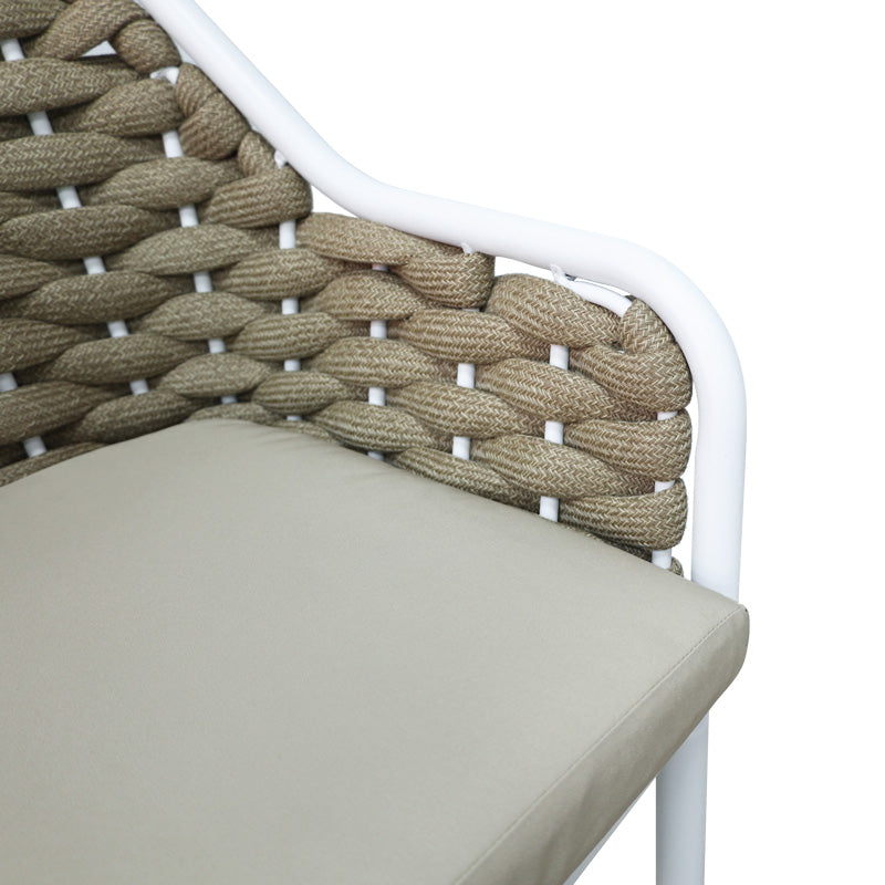 Zuki pakoworld aluminum-pp bar stool stackable with white frame and cushion 55x54x109cm