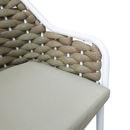 Zuki pakoworld aluminum-pp bar stool stackable with white frame and cushion 55x54x109cm