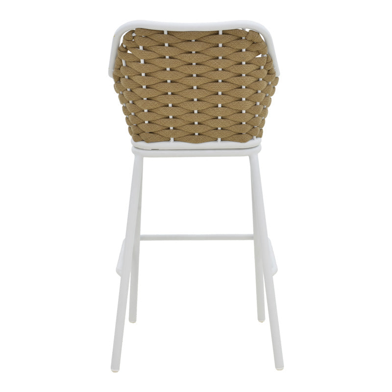 Zuki aluminum bar stool stackable with white frame and cushion 55x54x109cm