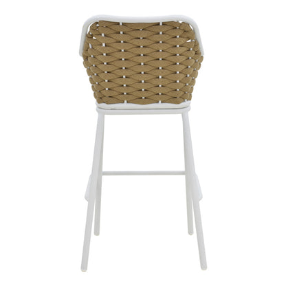 Zuki aluminum bar stool stackable with white frame and cushion 55x54x109cm