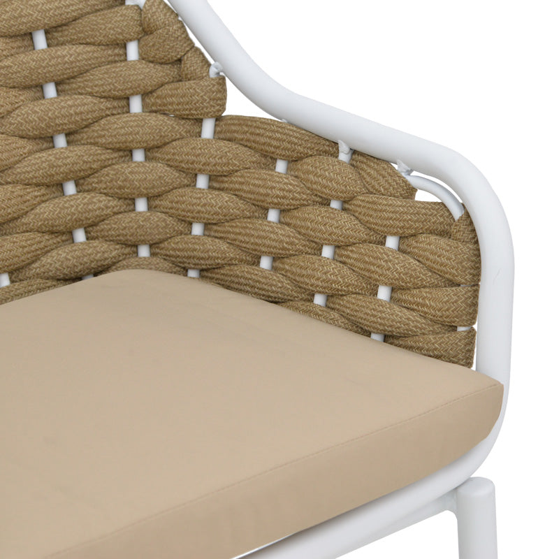 Zuki aluminum bar stool stackable with white frame and cushion 55x54x109cm