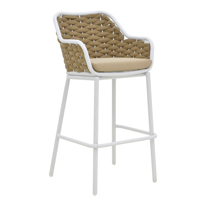 Zuki aluminum bar stool stackable with white frame and cushion 55x54x109cm