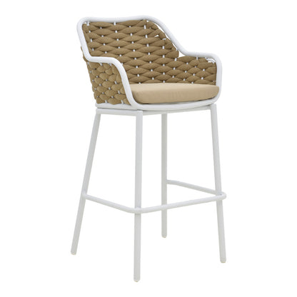 Zuki aluminum bar stool stackable with white frame and cushion 55x54x109cm