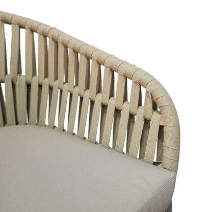 Frama pakoworld stackable aluminum-pe rope armchair in brown shade and cushion 57x60x78cm