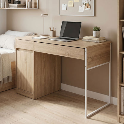 Kantor pakoworld work desk in natural shade with white metal leg 110x50x76cm