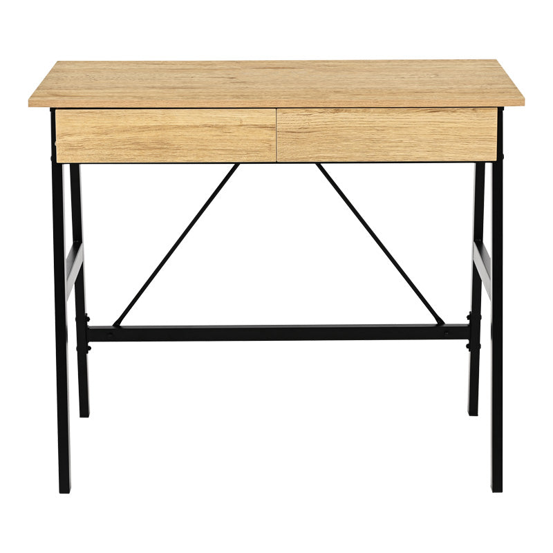Office desk with drawers Lione in oak color with black metal legs 90x50x75cm
