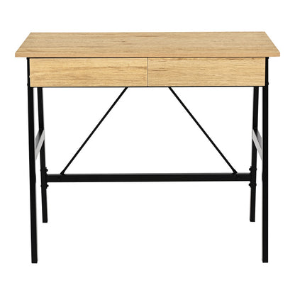 Office desk with drawers Lione in oak color with black metal legs 90x50x75cm