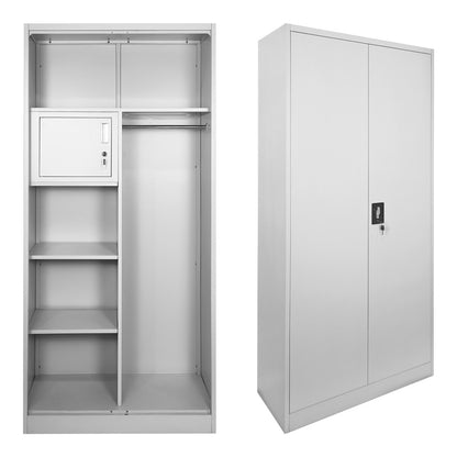 Zogi metal cabinet with partition in light gray color 90x45x180cm