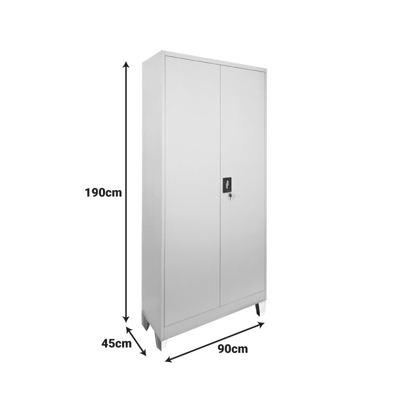 Zogi metal cabinet with partition in light gray color 90x45x190cm