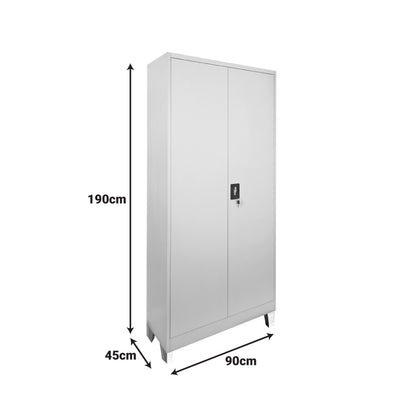 Zogi metal cabinet with partition in light gray color 90x45x190cm