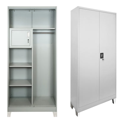 Zogi metal cabinet with partition in light gray color 90x45x190cm