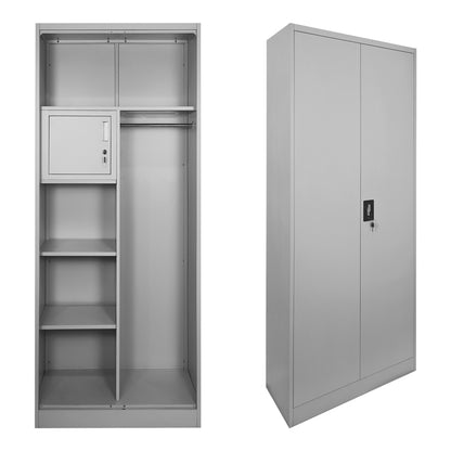 Zogi metal wardrobe with partition in light gray 70x40x180cm